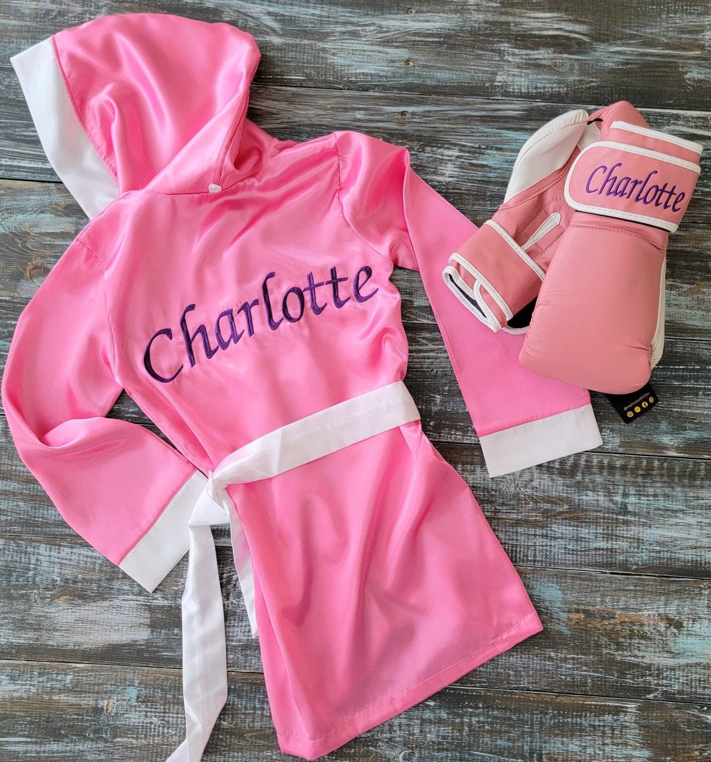 Personalized Adult Boxing Robe with Matching Gloves
