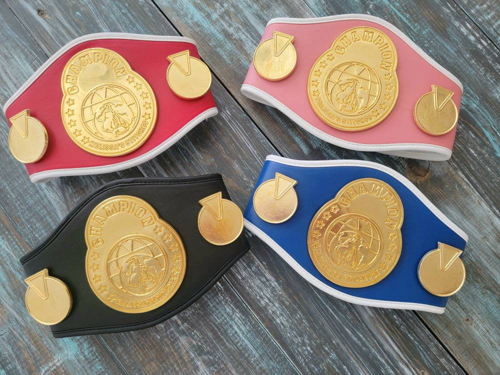 Melissa's Stitches Signature Boxing Champion Belt with Metal Plates