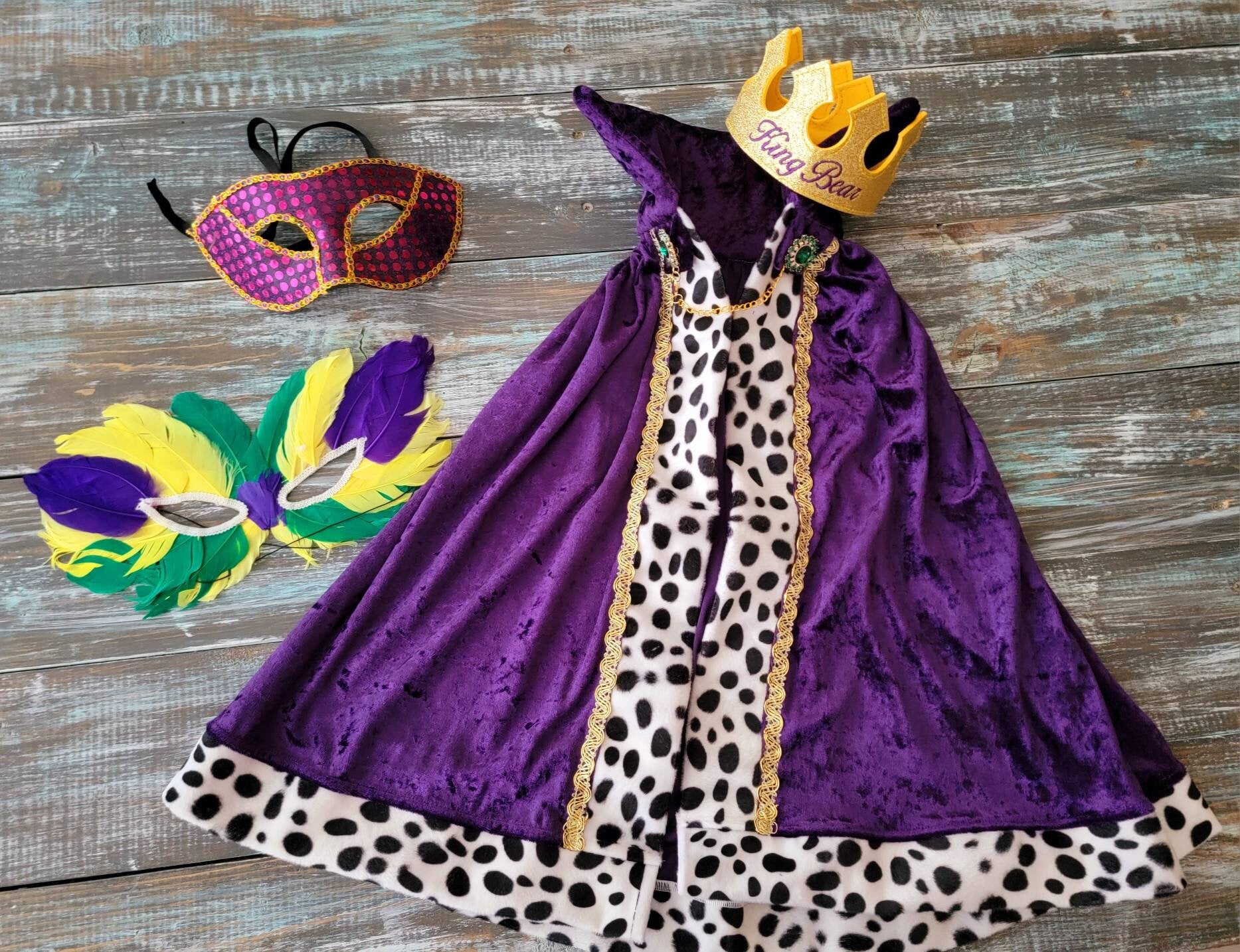 Kids/baby Mardi Gras King/ Royal cape, Prince Cape/king Halloween cape +crown