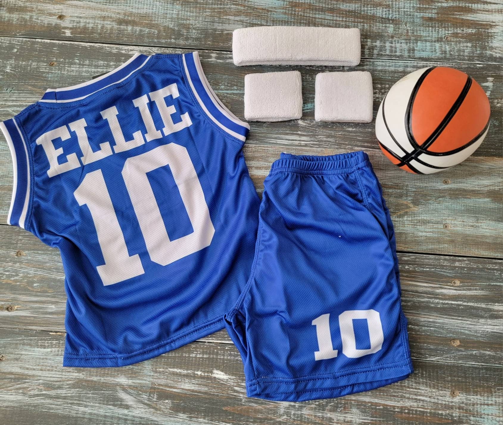 Personalized Kids Basketball Set: Jersey, Shorts, Ball, and Sweatband