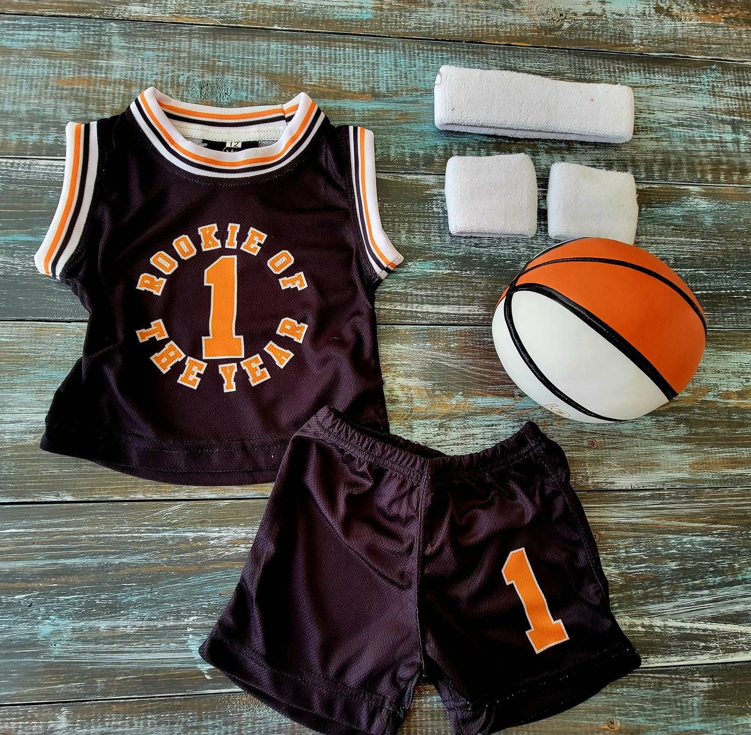 Personalized Rookie of the Year Kids Basketball Set: Jersey, Shorts, Ball, and Accessories