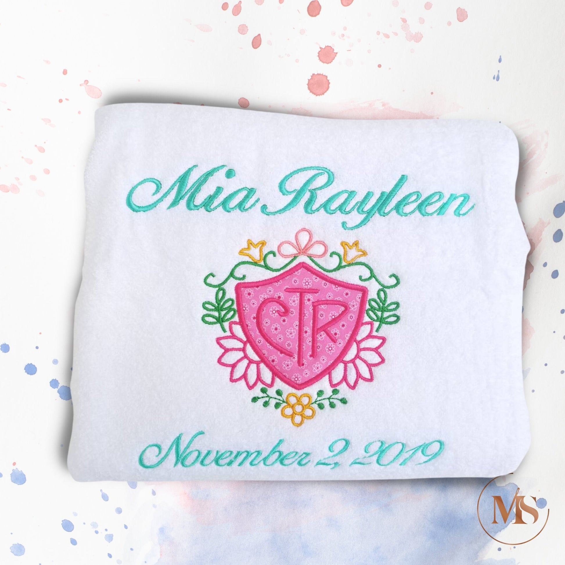 Personalized Embroidered Baptism CTR Towels