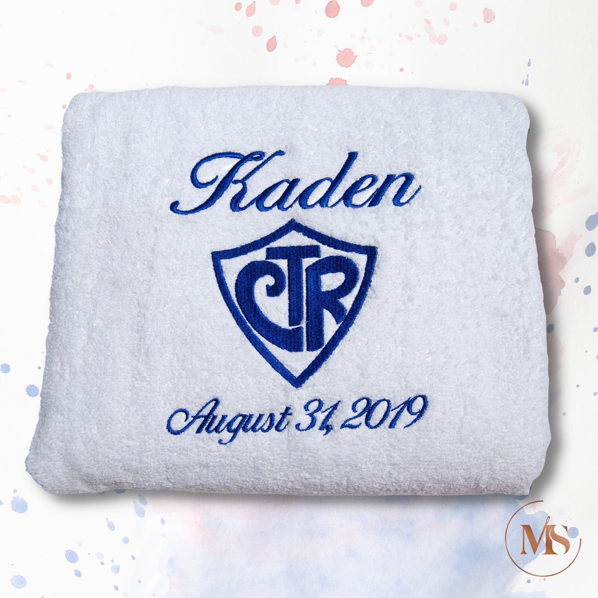 Custom Embroidered Baptism Towels - Thoughtful LDS Baptism Gifts