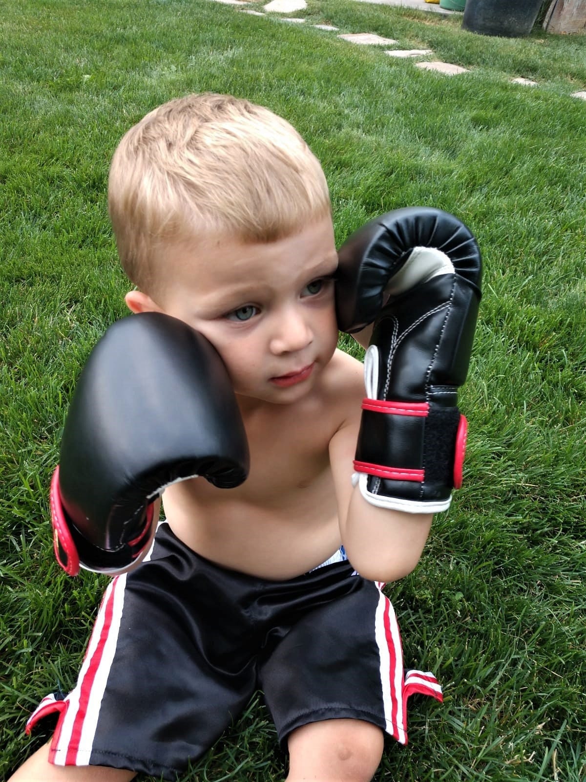 Personalized Kids Boxing Gloves (4oz) and Shorts Set - Sizes 4T, 5T, 6/7