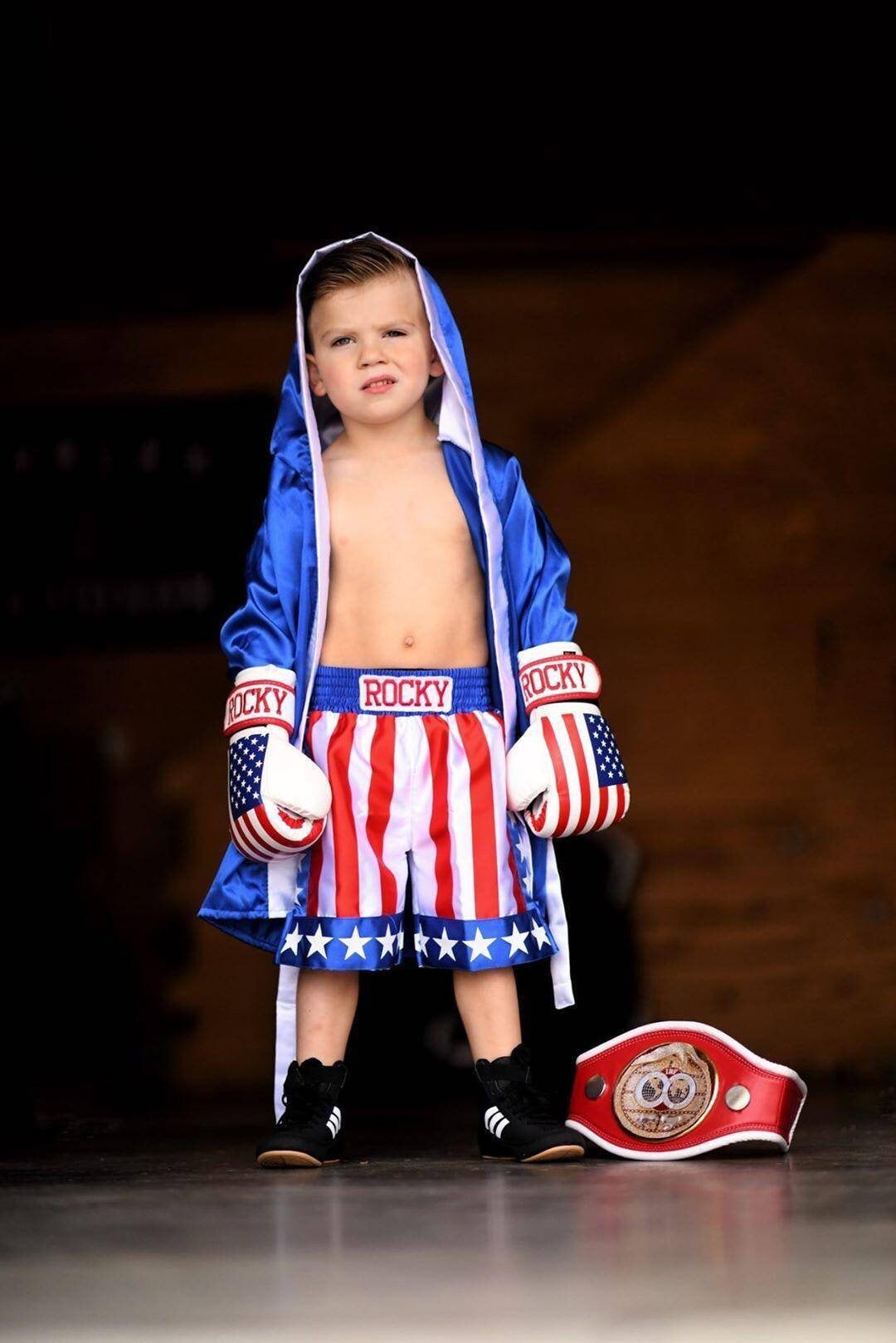 Champion-In-Training Kids Boxing Fighter Set: Robe, Shorts, and Gloves (2T, 3T, 4T, 5T)
