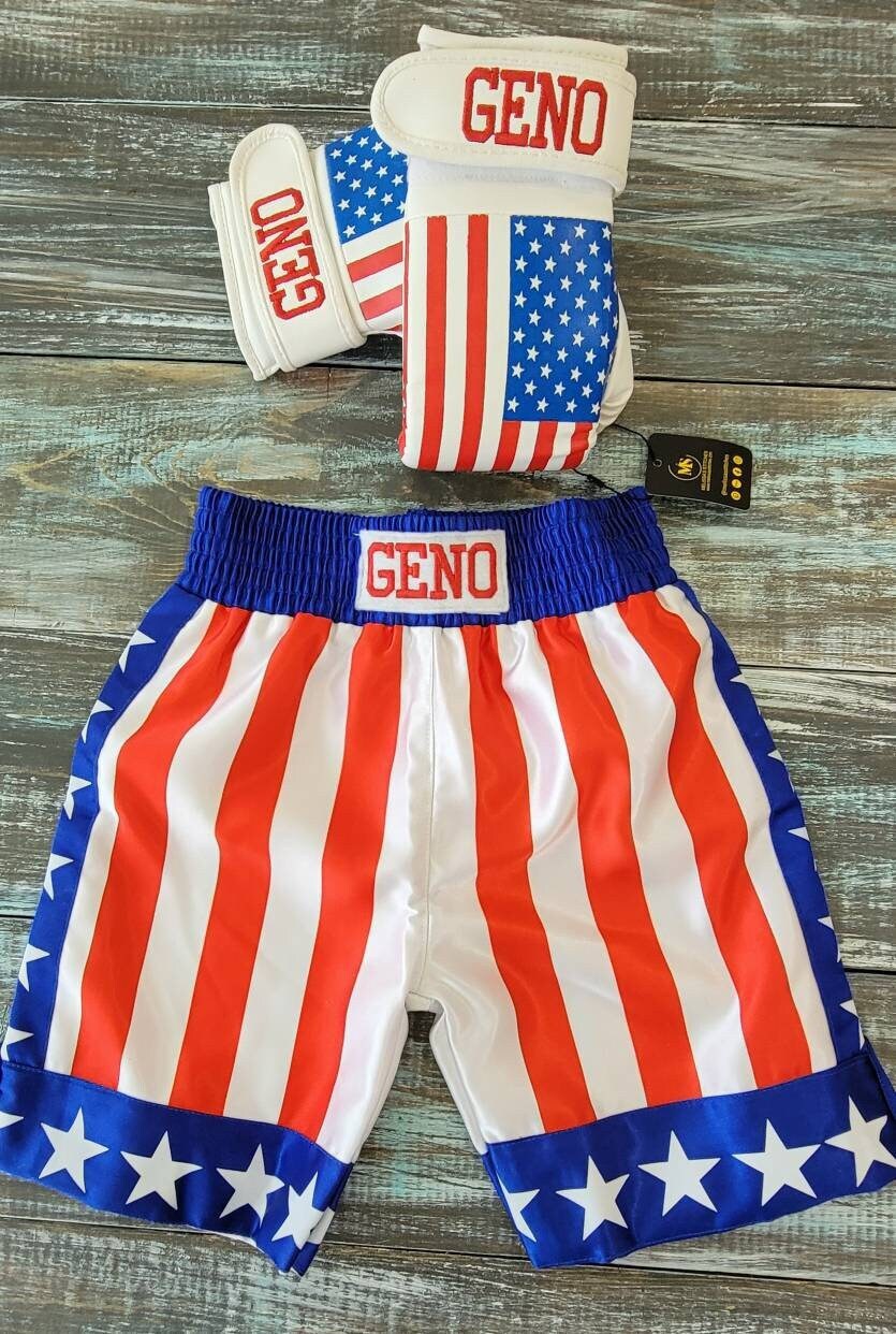 Kids Boxing Set: Personalized Gloves and Shorts (Sizes 3T, 4T, 5T)