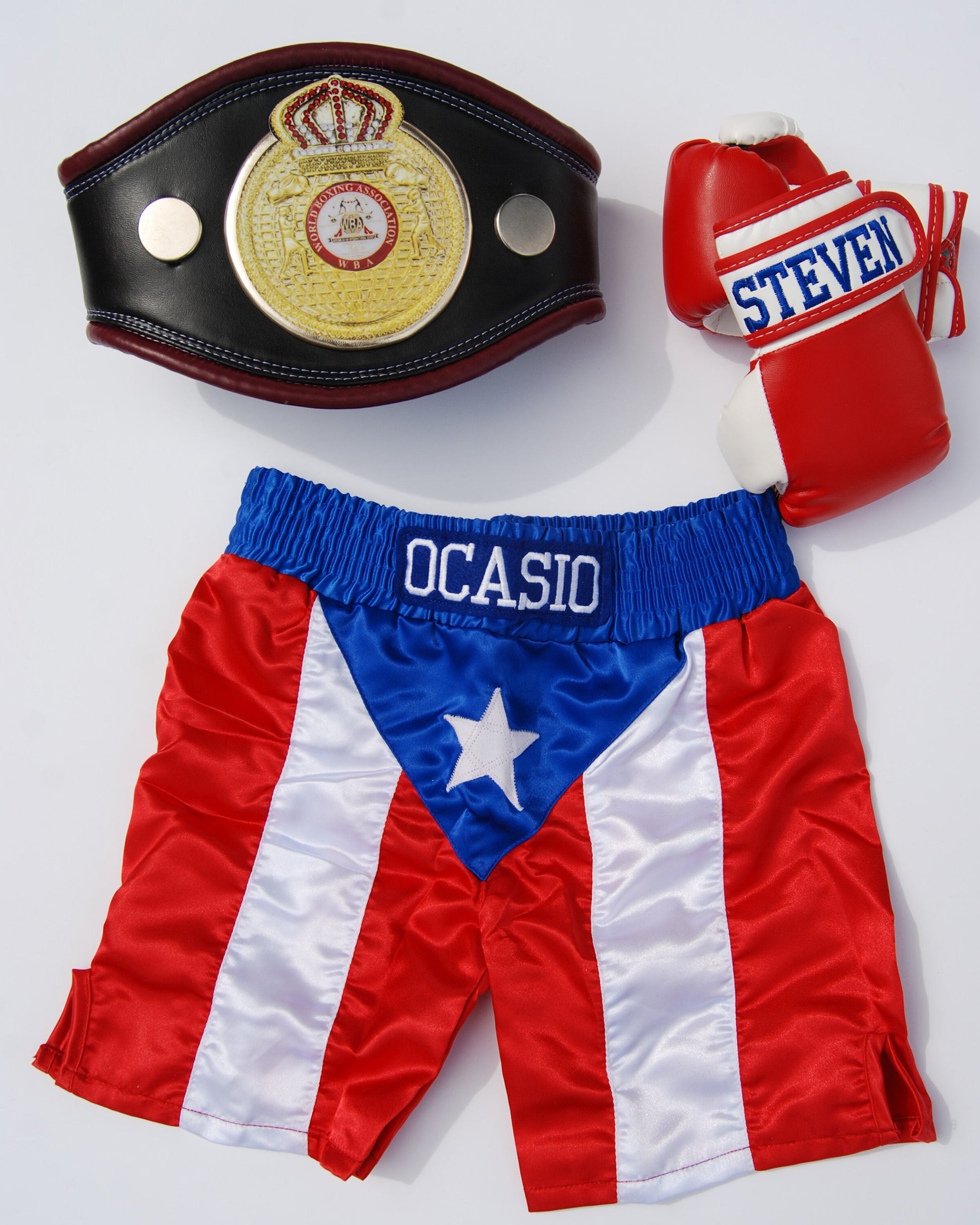 Puerto Rico Pride: Baby Boxing Gloves, Personalized Shorts, and Champion Belt Set
