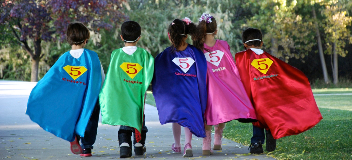 Birthday Super hero cape personalized and mask set