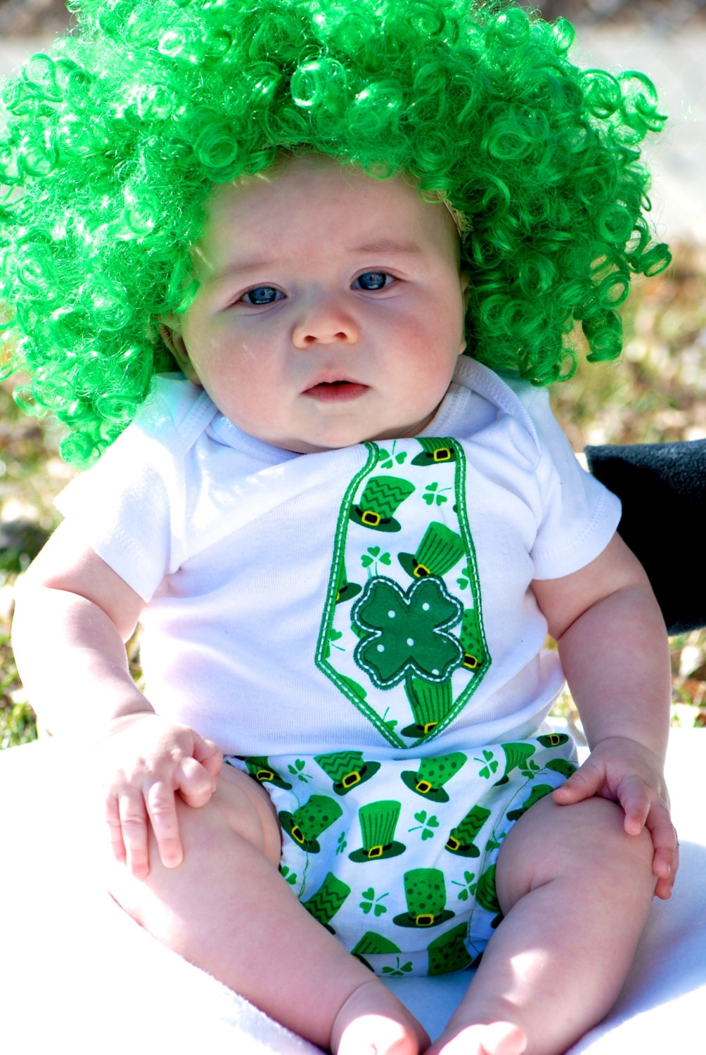St. Patrick's Day Set: Onesies with Adorable Ties and Diaper Covers - Leprechaun Magic for Your Little Lucky Charm!