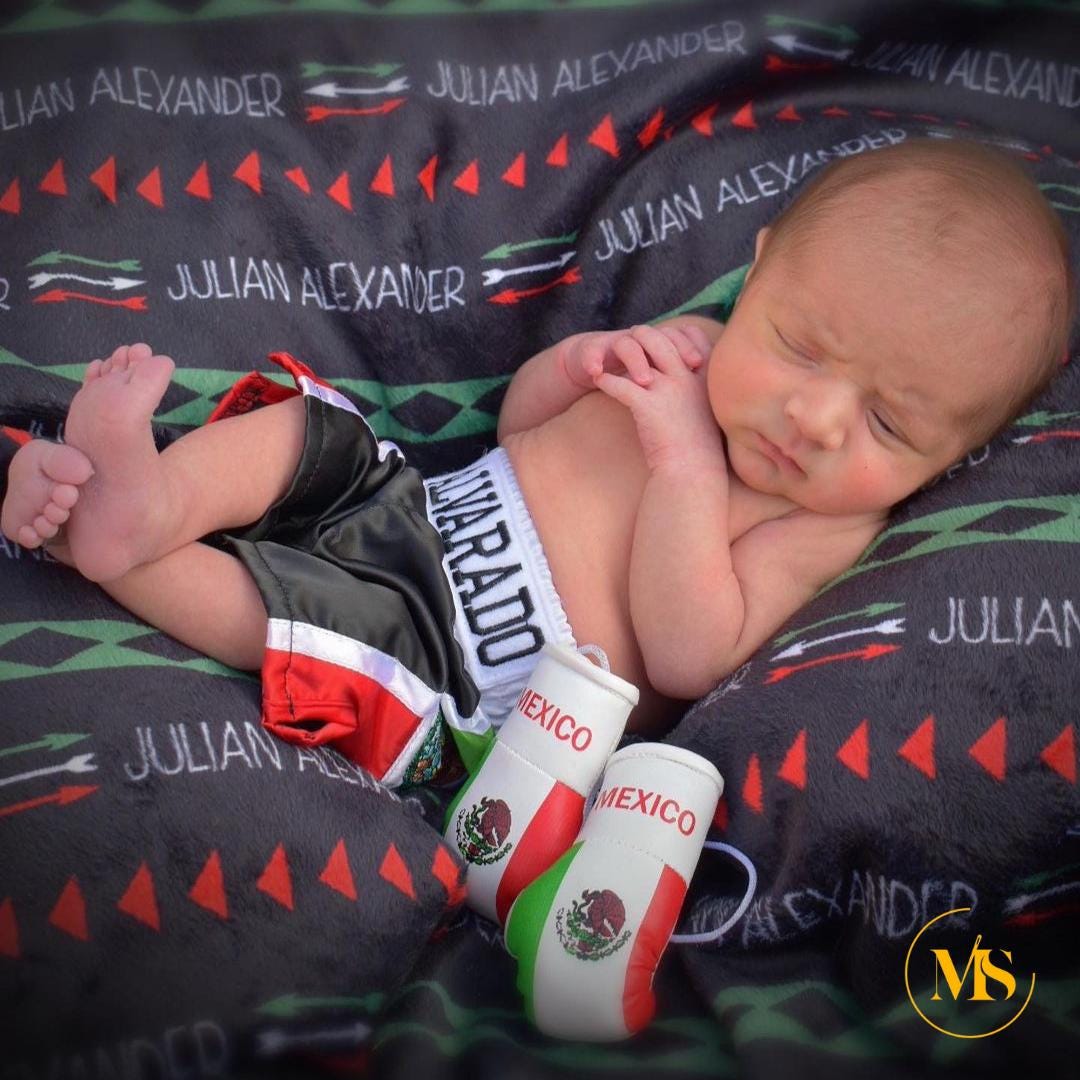 Personalized Baby Newborn Boxing Mini Gloves and Shorts Set