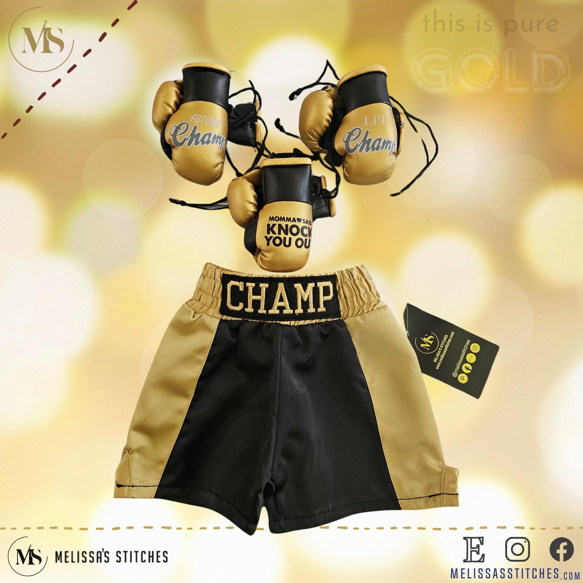 Ready to ship!! Newborn Personalized Boxing Shorts and Mini Gloves
