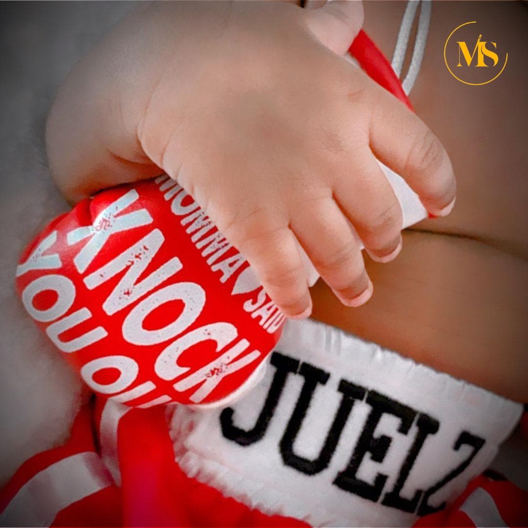 Personalized Newborn Boxing Set: Mini Gloves and Shorts