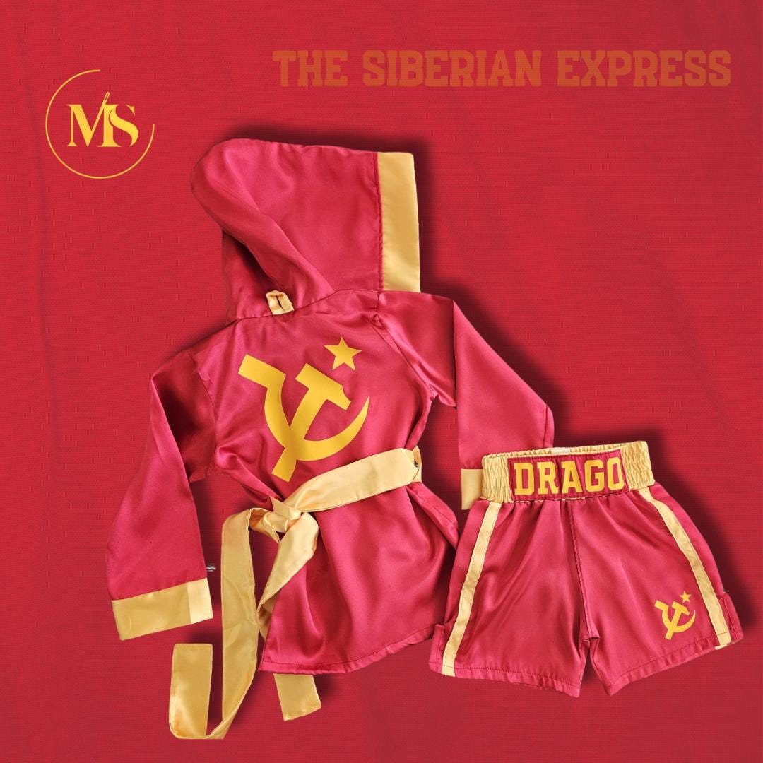 Personalized Baby & Kids Boxing Legends Set "Ivan Drago" Edition – Knockout Costume with Custom Robe and Shorts