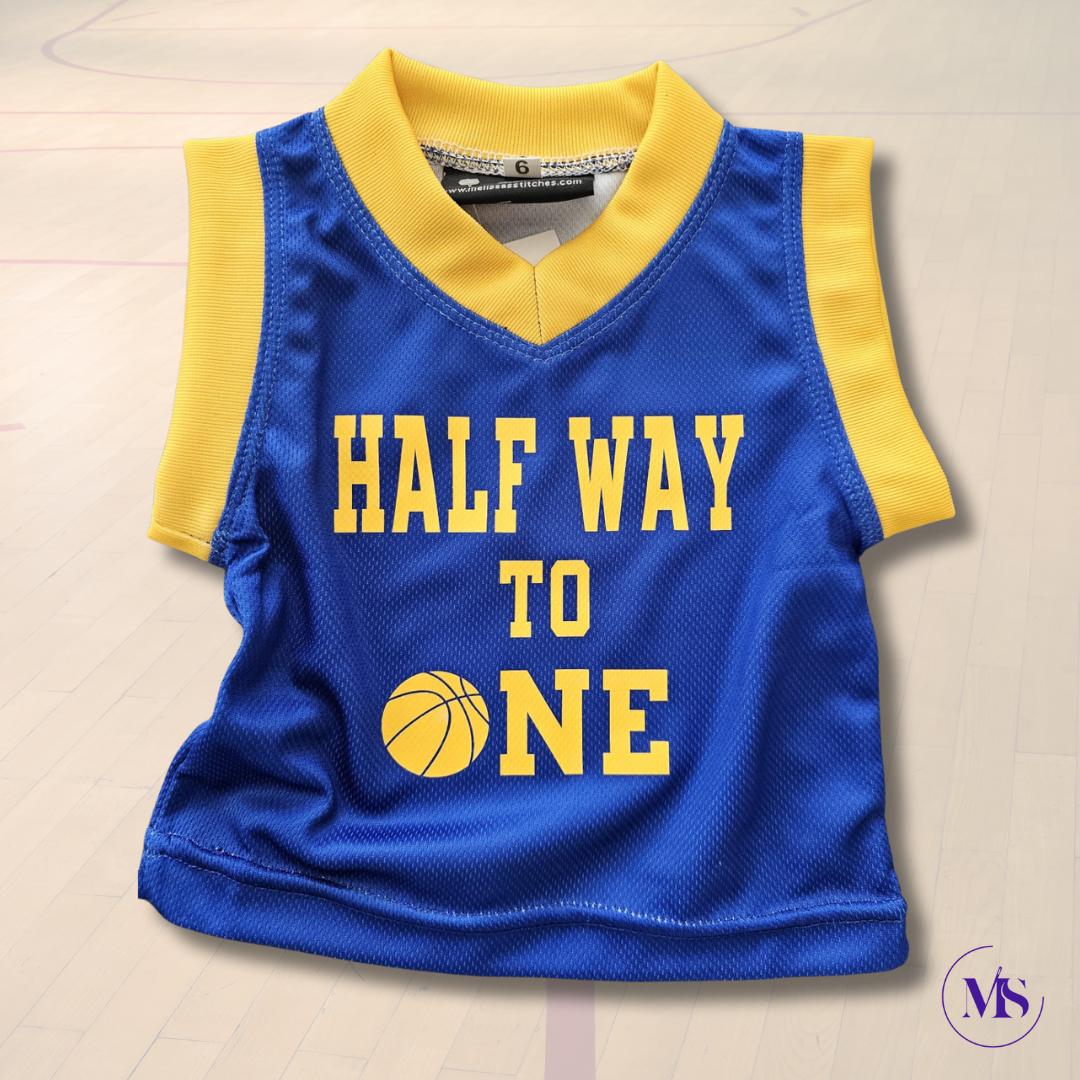 Half Way to One Basketball Jersey & Shorts Set – Perfect for Basketball-Themed Milestone Photoshoots!