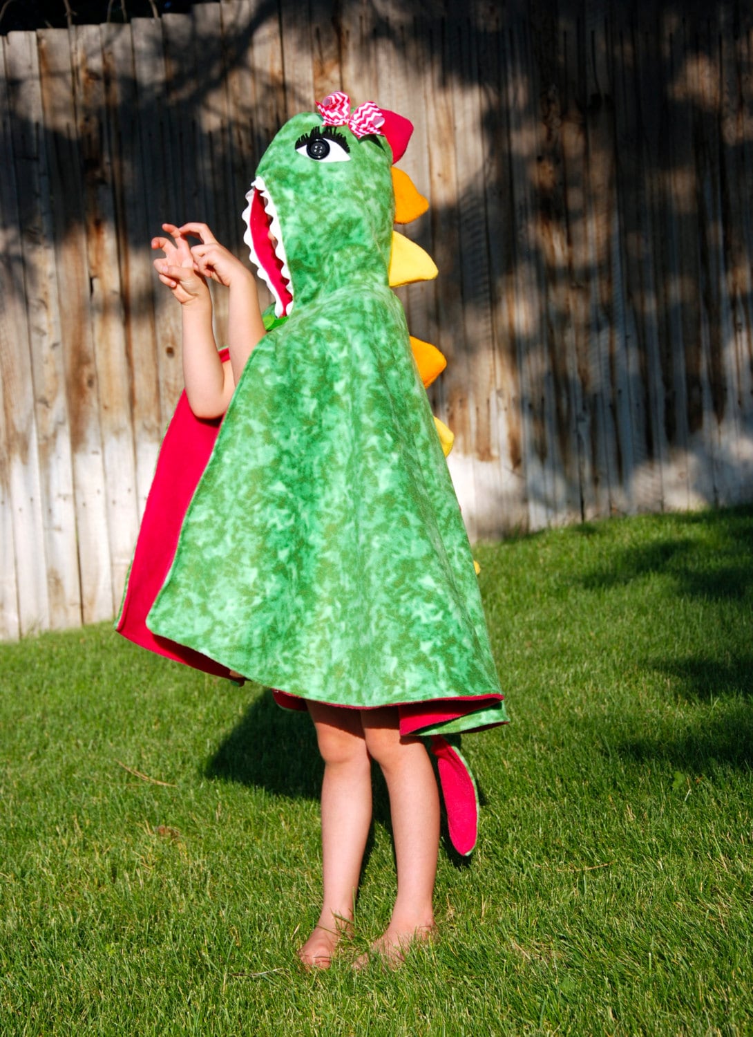 Girls Dinosaur cape, Dinosaur winter coat, dinosaur poncho, dress up, halloween costume, cover up