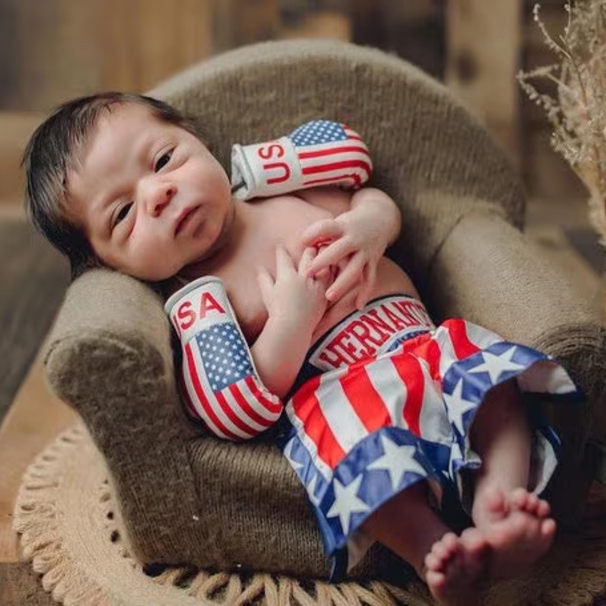 Lucky Sale Alert: Newborn Baby Boxing Bliss Set - Mini Gloves and Shorts Personalized