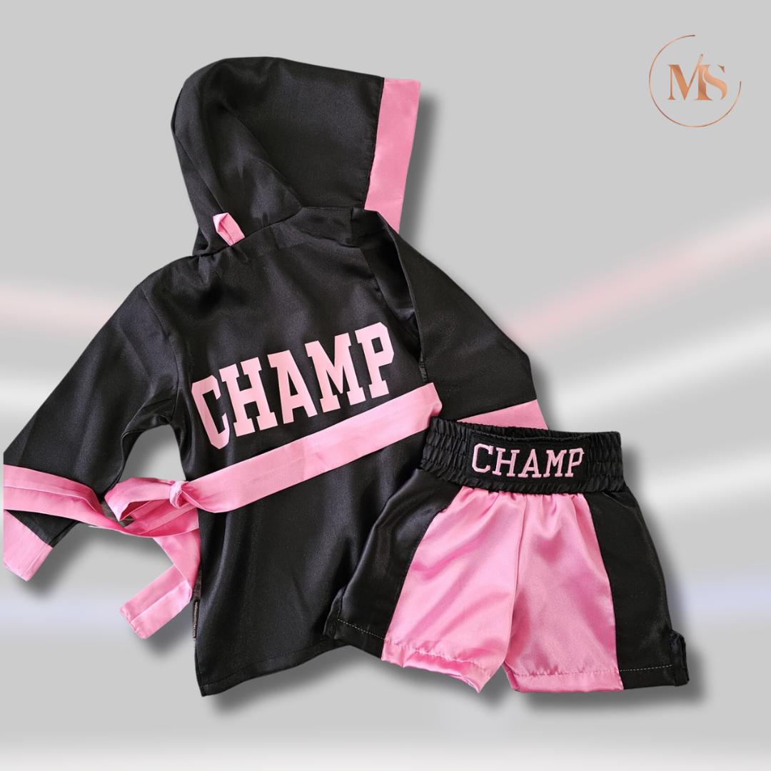 Personalized Kids Boxing Set: Custom Robe & Shorts for Little Champions (Vinyl customization)
