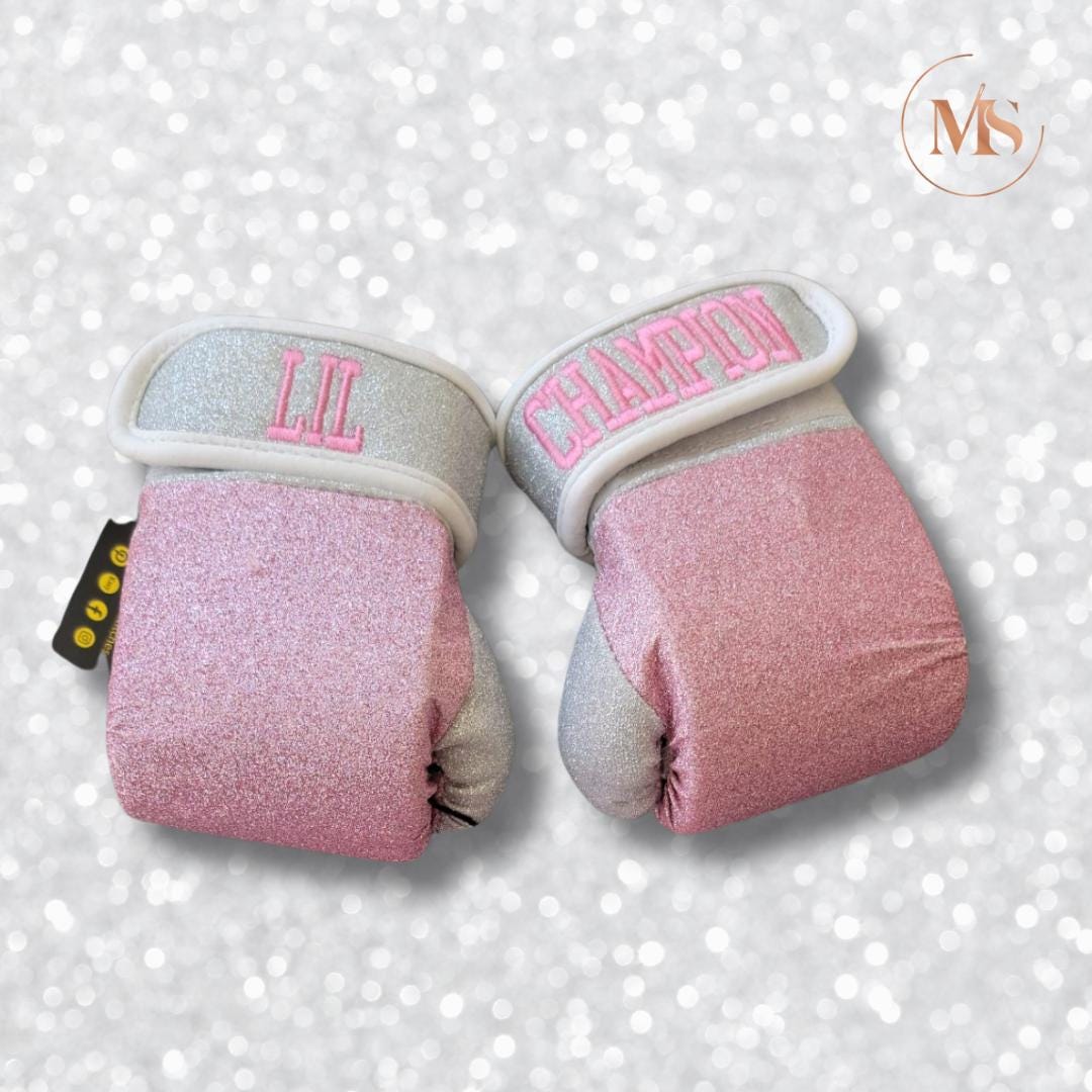 Personalized Baby Boxing Gloves – Glitter Colors | Wearable | Infant & Toddler Sizes