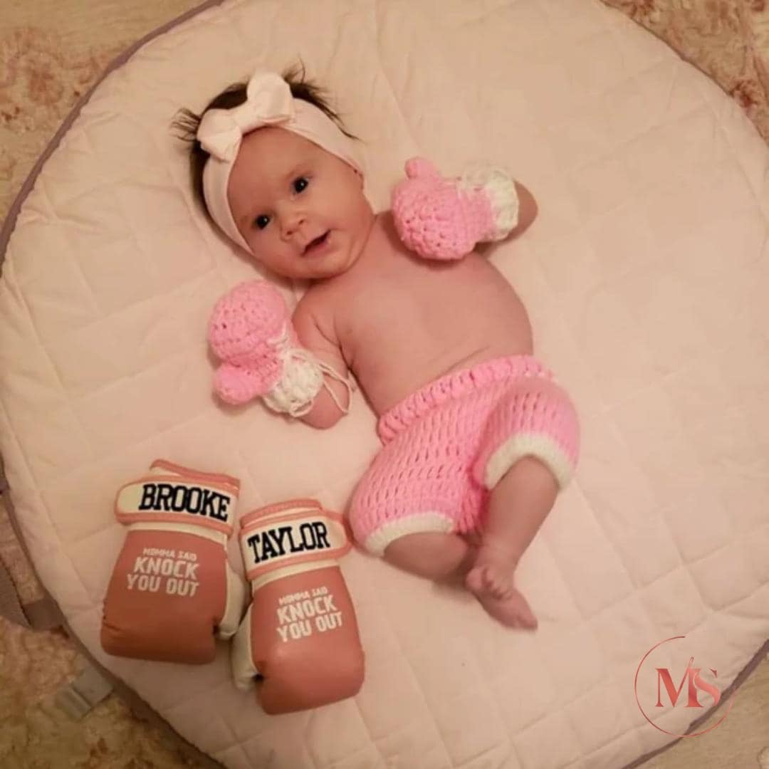 Personalized Baby Boxing Gloves | Momma Said Knock You Out | Infant & Toddler Sizes | Wearable