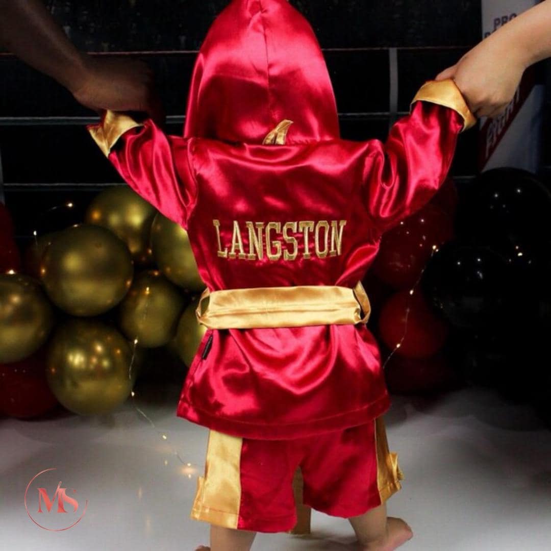 Personalized Baby Boxing Set | First Birthday & Photoshoot Outfit | Robe, Shorts, Gloves or Complete Set with Champ Belt