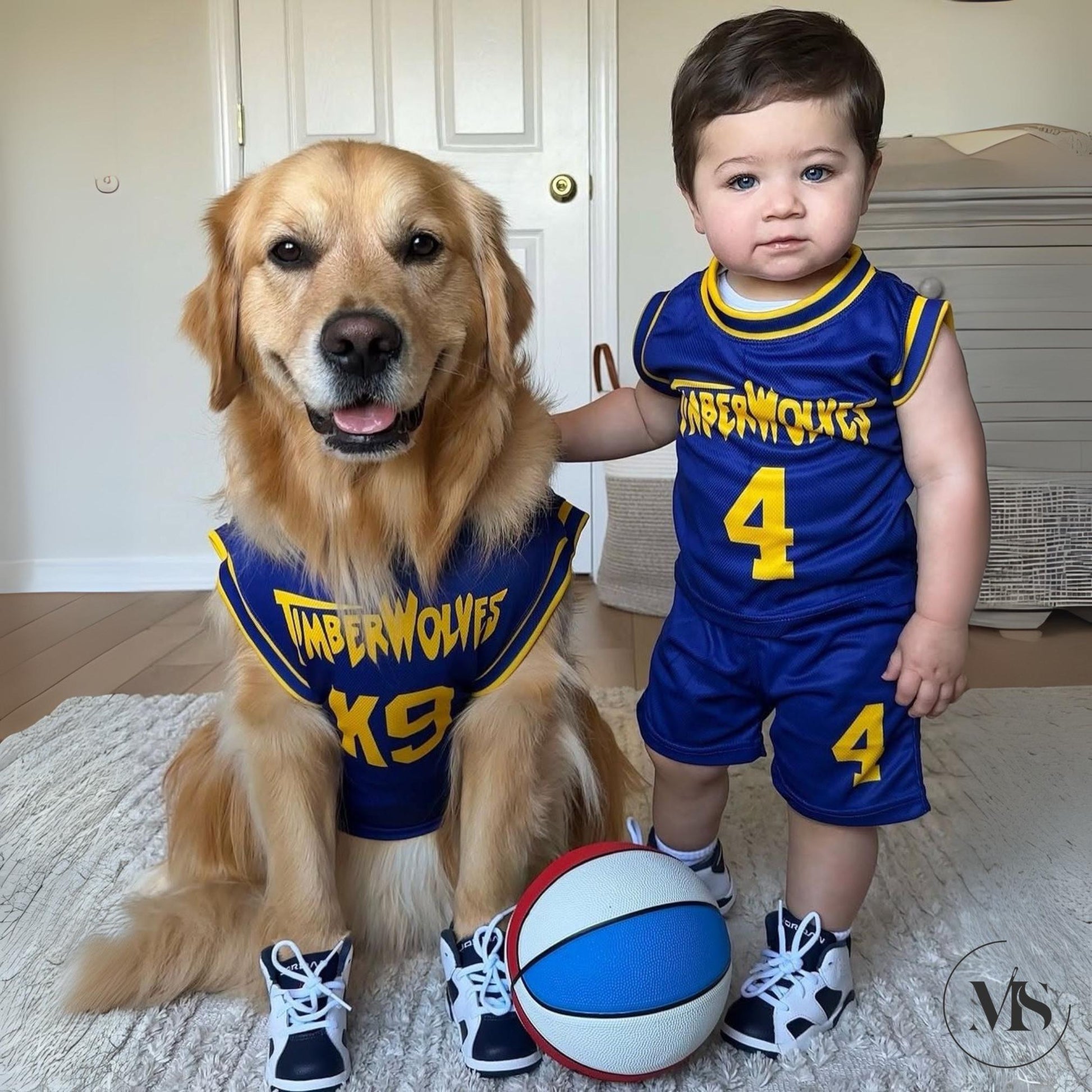 Personalized Basketball Uniform – Kids & Dogs Matching Set with Jersey and Shorts