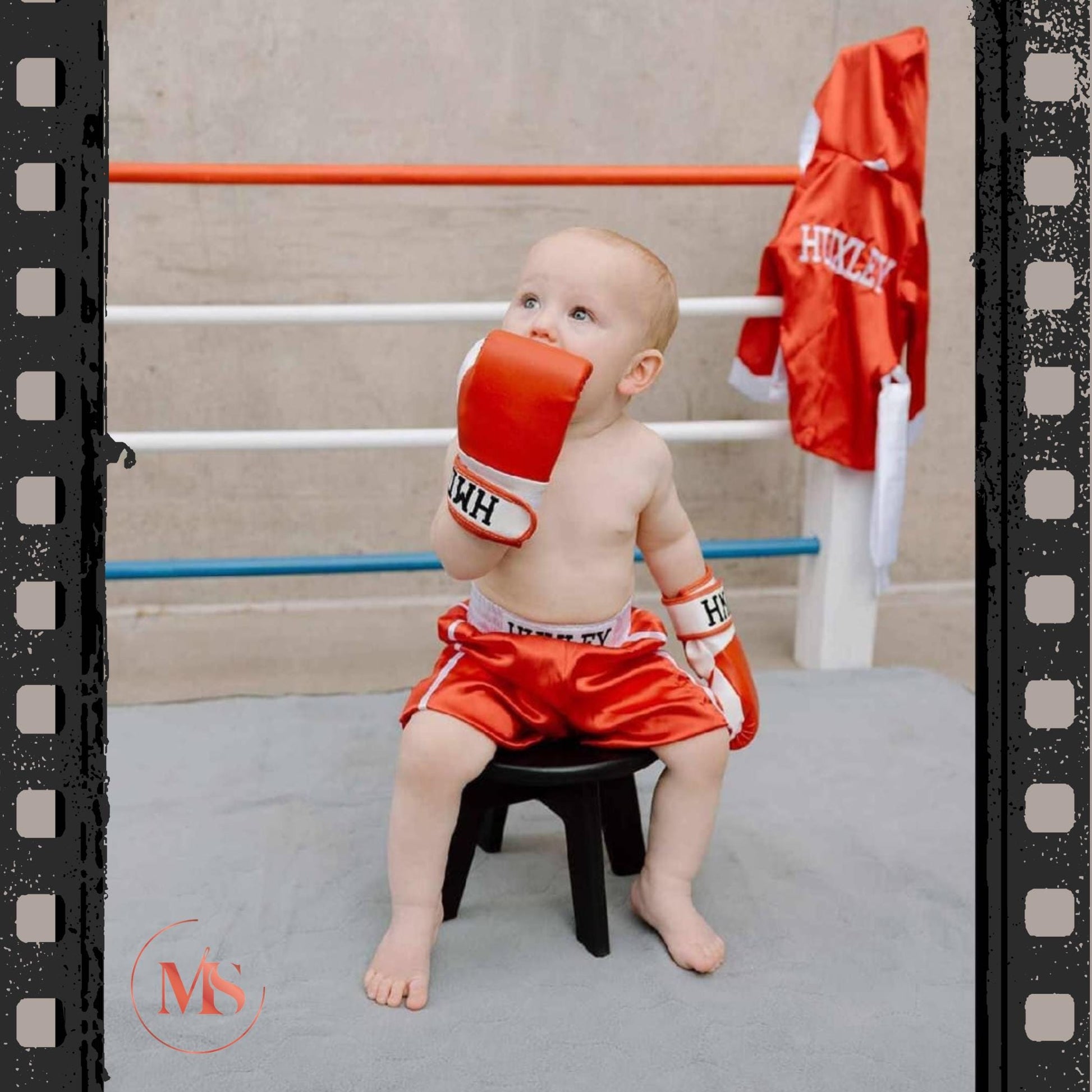 Baby Boxing Costume Set for Baby’s Photoshoots | Robe Shorts Gloves | Individual Pieces or Combo