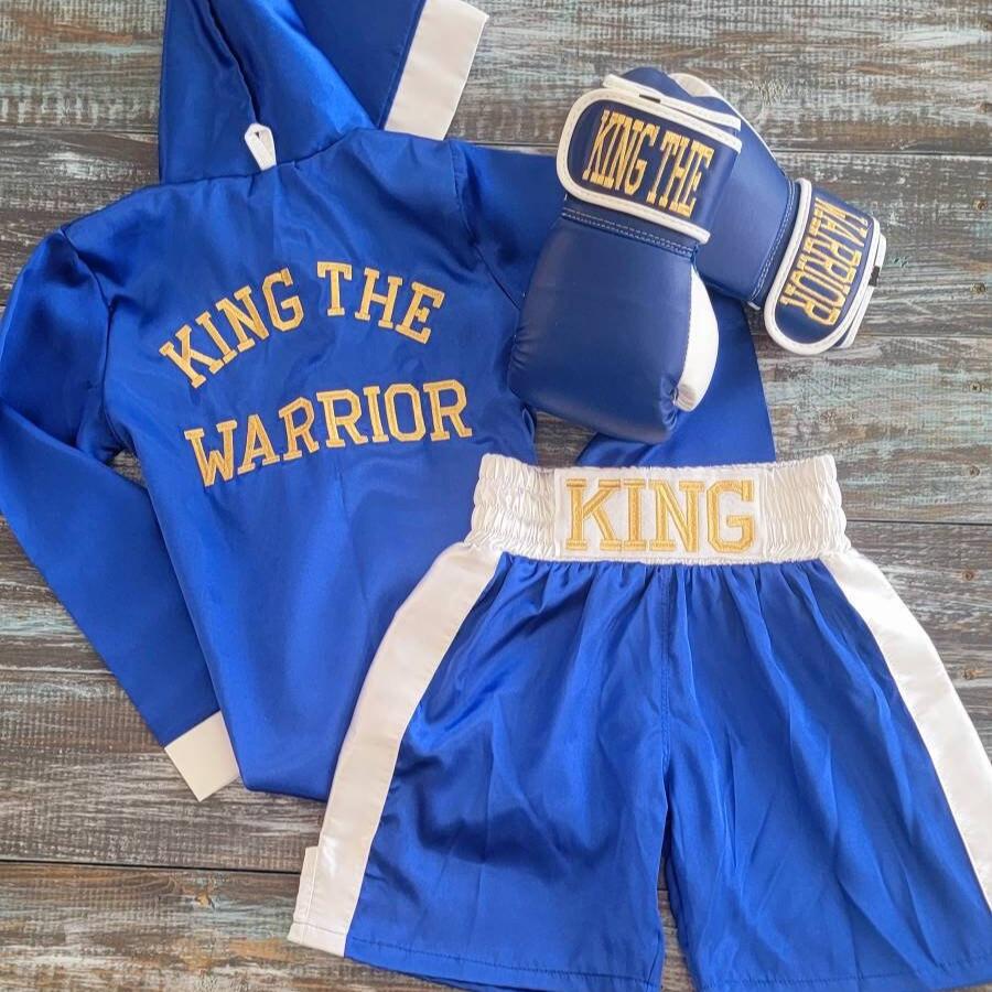 Personalized Boxing Outfit – Youth & Adult Pro Set with Robe, Shorts and Gloves