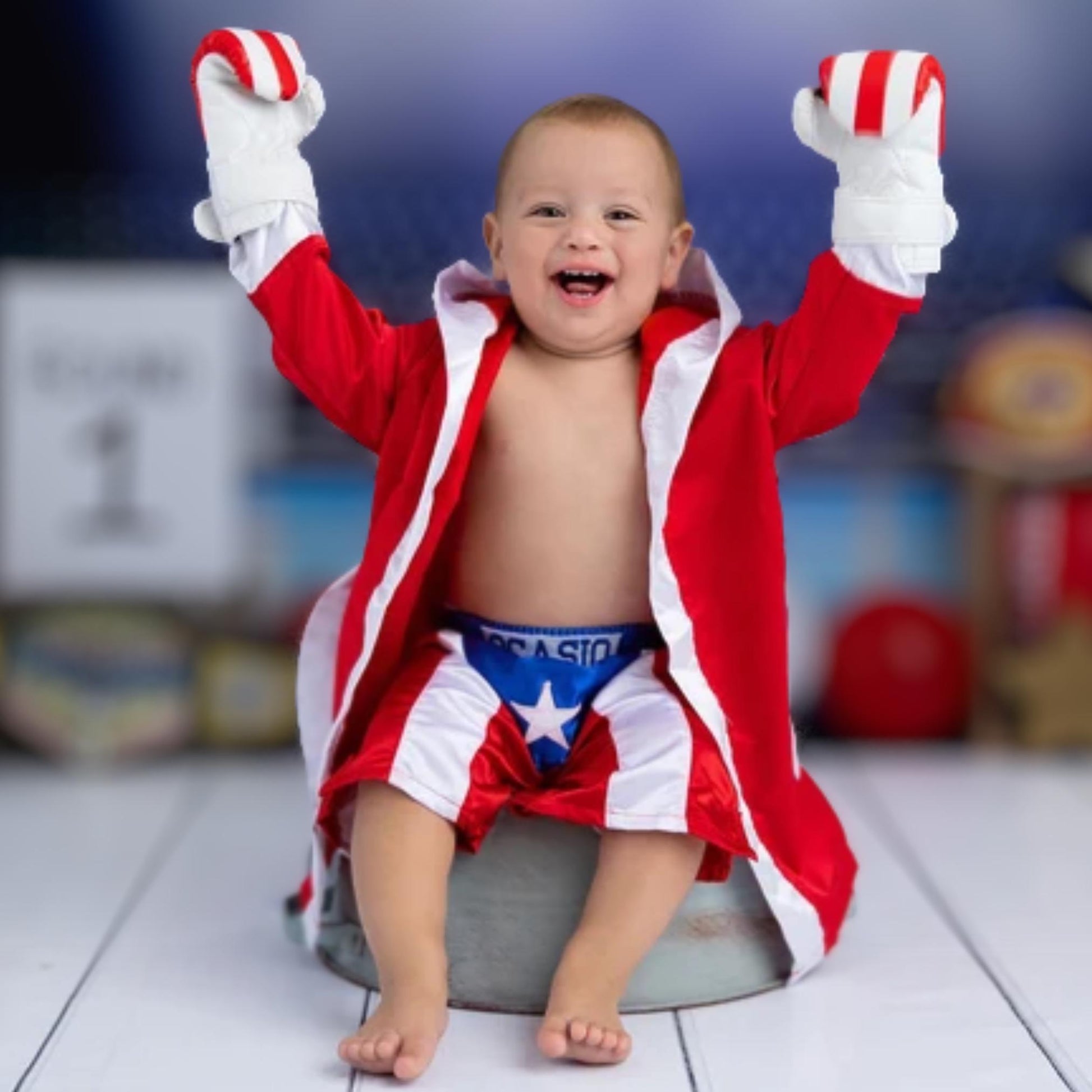 Kids Flag Boxing Set – Personalized Robe Shorts Gloves | Individual Pieces or Combo | Puerto Rico, Mexico, Italy, Ireland | Toddler Outfit