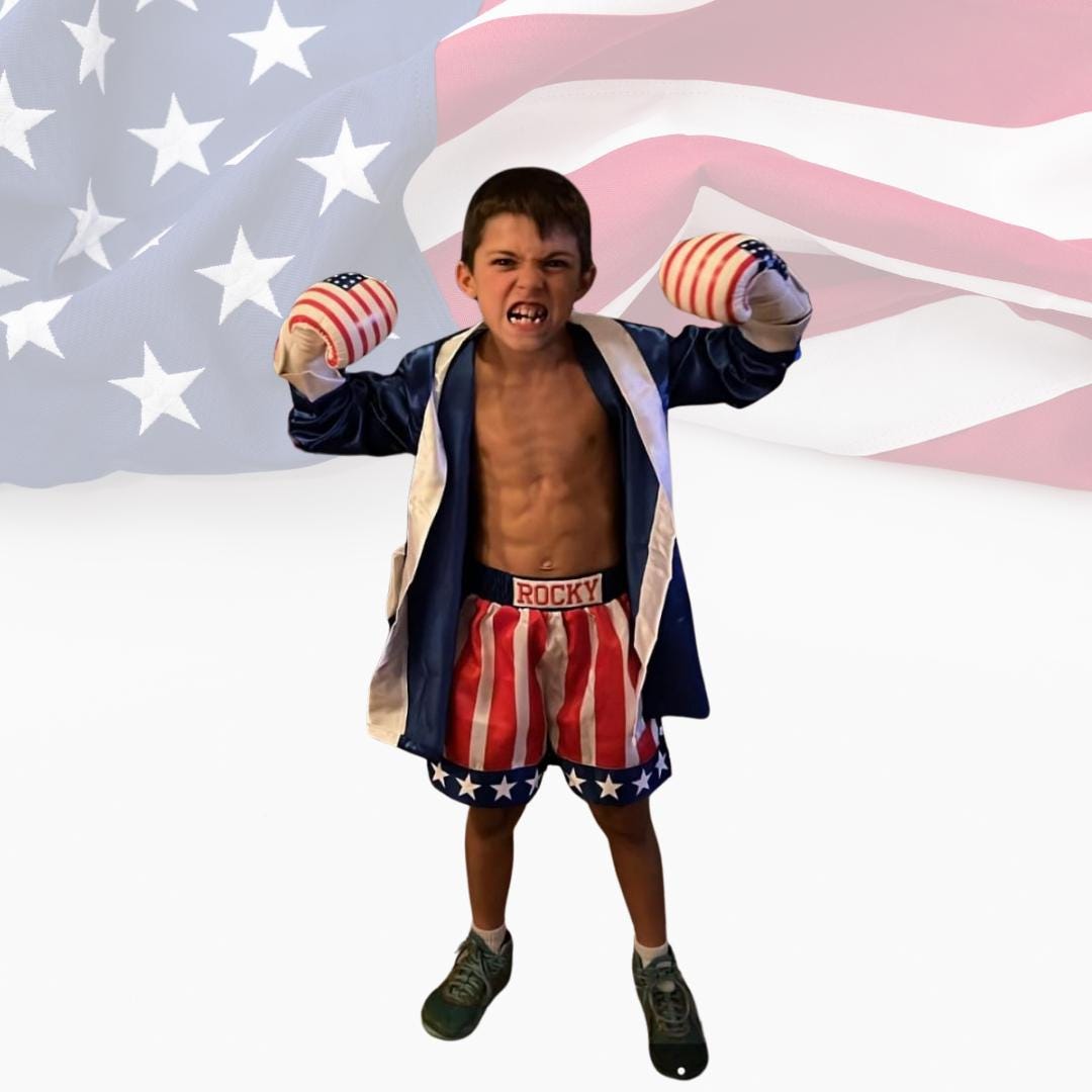Rocky Balboa Adult Boxing Set | Personalized Robe, Shorts & Gloves | Individual Pieces or Combo | Youth Boxer Outfit | USA Costume