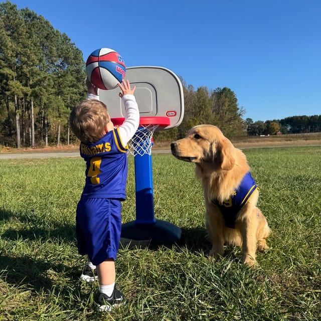 Family Basketball Set with Personalized Jerseys for Pets, Kids & Adults!