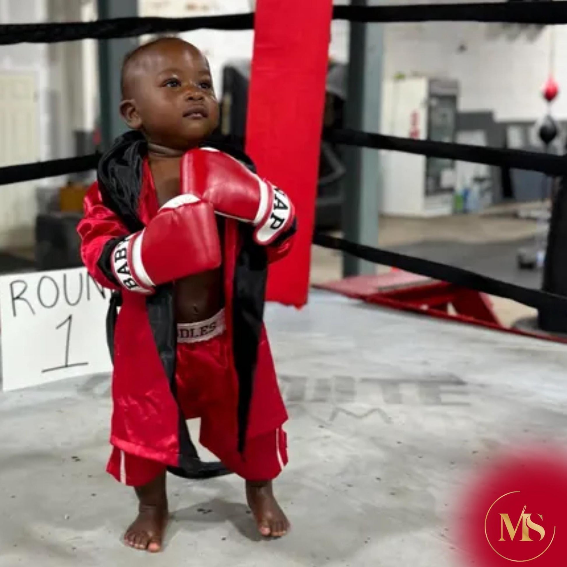Personalized Toddler Boxing Set 3T–5T with T-Shirt | Custom Kids Boxer Outfit, Robe Shorts Gloves Set, Birthday Boxing Outfit