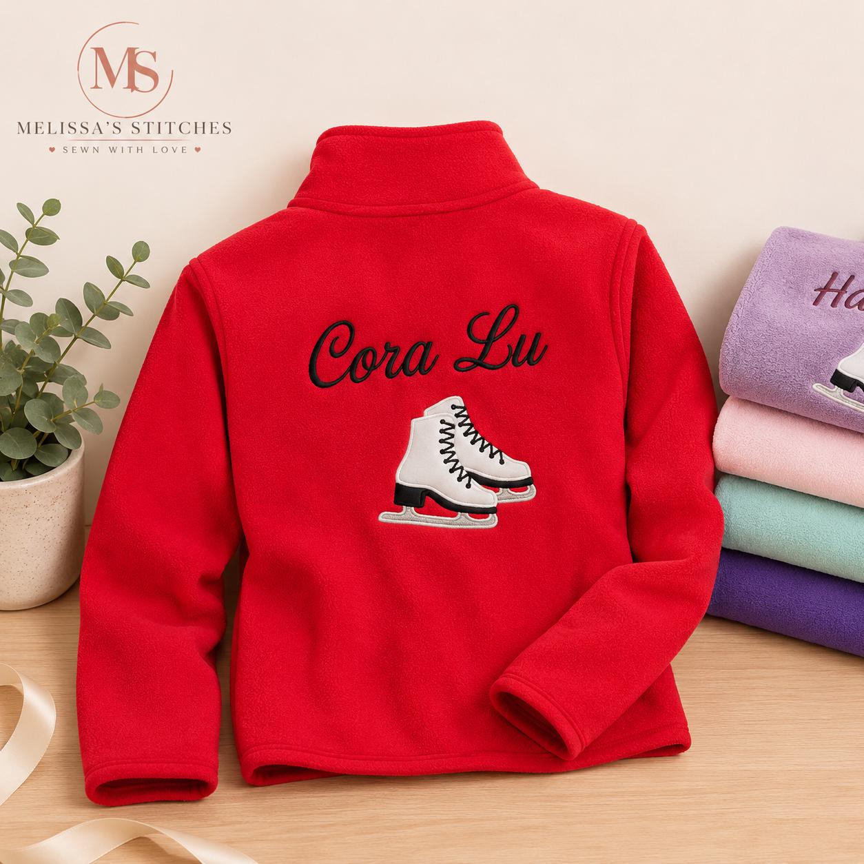 Personalized Ice Skating Jacket for Girls | Custom Figure Skating Fleece Jacket | Embroidered Skater Gift | Ice Skate Team Jacket