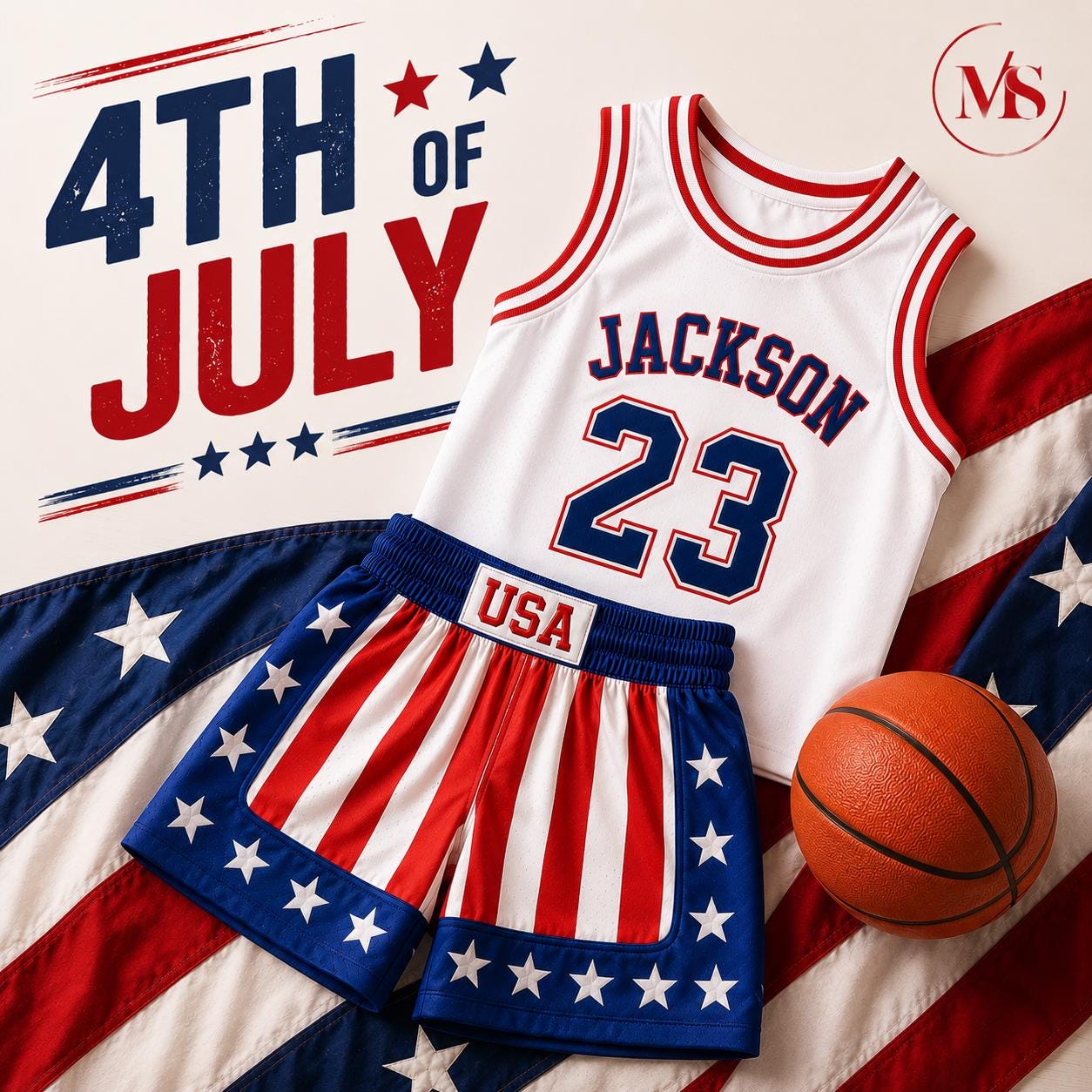 Personalized USA Basketball Jersey Set | 4th of July Baby Outfit | Custom Name & Number | Patriotic Kids Sports Set